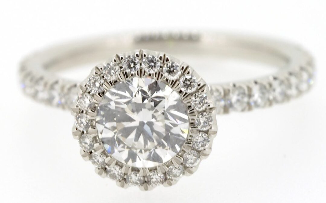 Stunning Large Diamond Halo Platinum Ring Set – Portfolio