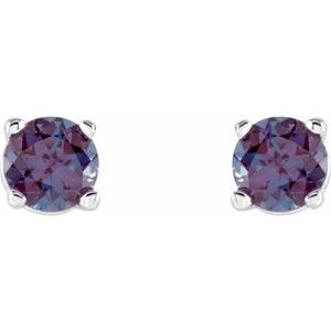 Round 4-Prong Lightweight Stud Earrings - Image 2