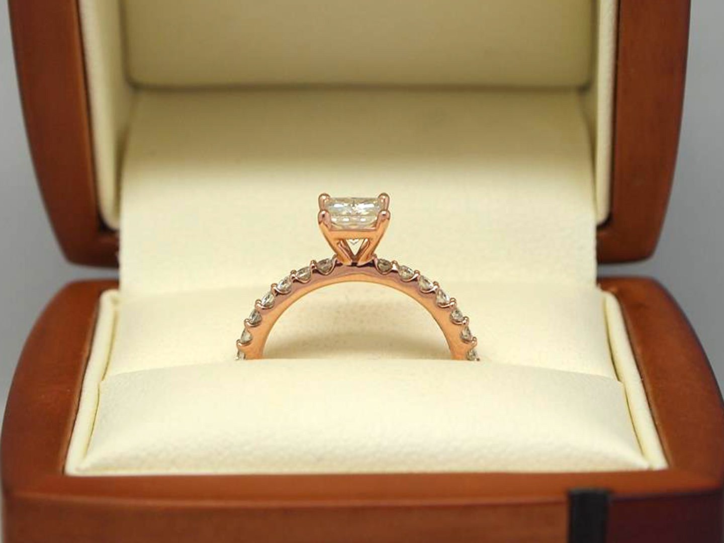 14kt rose gold diamond and morganite engagement ring