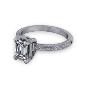 Vintage style emerald cut ring