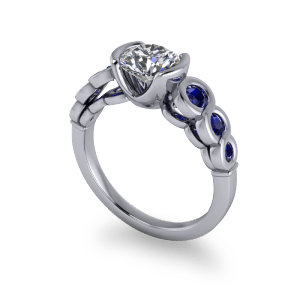 Contemporary sapphire and diamond ring