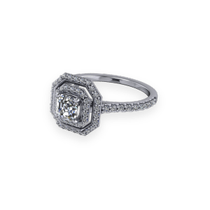 Asscher Cut Double Halo Diamond Ring