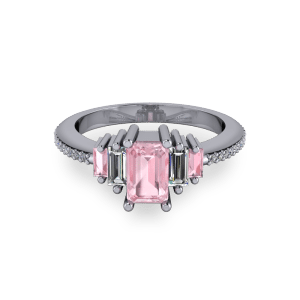 Radiant Pink morganite art deco engagement ring