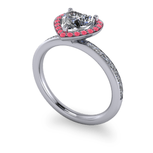 Pink and white diamond halo ring