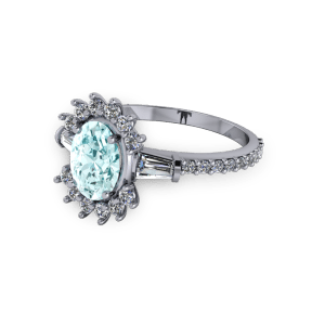 Aquamarine unusual vintage diamond platinum engagement ring