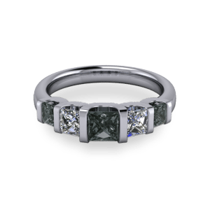Square black diamond modern men's commitment ring