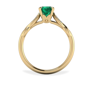 Emerald, Yellow Gold, Leaf, Floral
