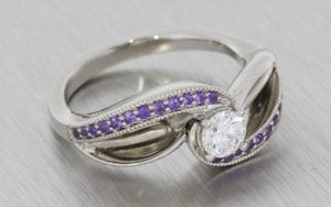 Bypass Swirl Amethyst And Diamond Engagement Ring - Portfolio