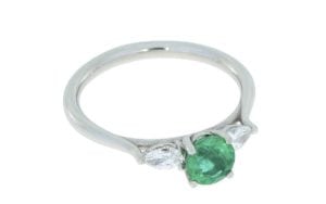 Stunning Emerald Trilogy Platinum Engagement Ring - Portfolio
