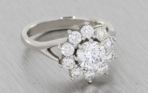 Beautiful Split shank Diamond Cluster ring with split shank - Portfolio