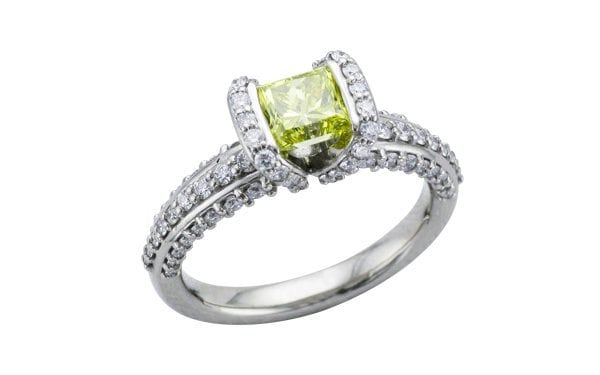 Yellow diamond princess cut palladium ring – Ring of the Week
