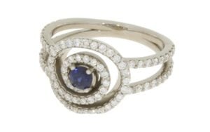 Contemporary diamond and sapphire swirl engagement ring - Portfolio