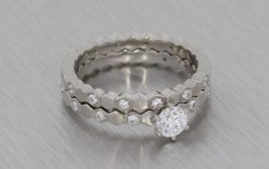 Platinum And Diamond Geometric Bridal Ring Set - Portfolio