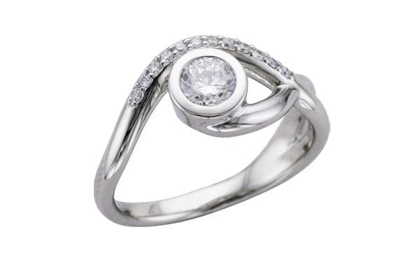 Asymmetric bezel set engagement ring – Portfolio