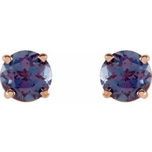 Round 4-Prong Lightweight Stud Earrings - Image 2