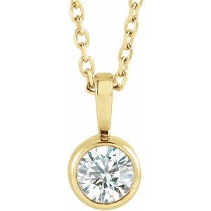 Bezel-Set Solitaire Necklace or Pendant