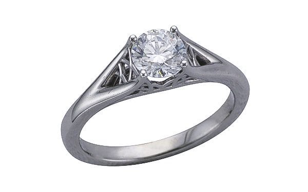 Bespoke ‘corset’ diamond platinum ring – Portfolio