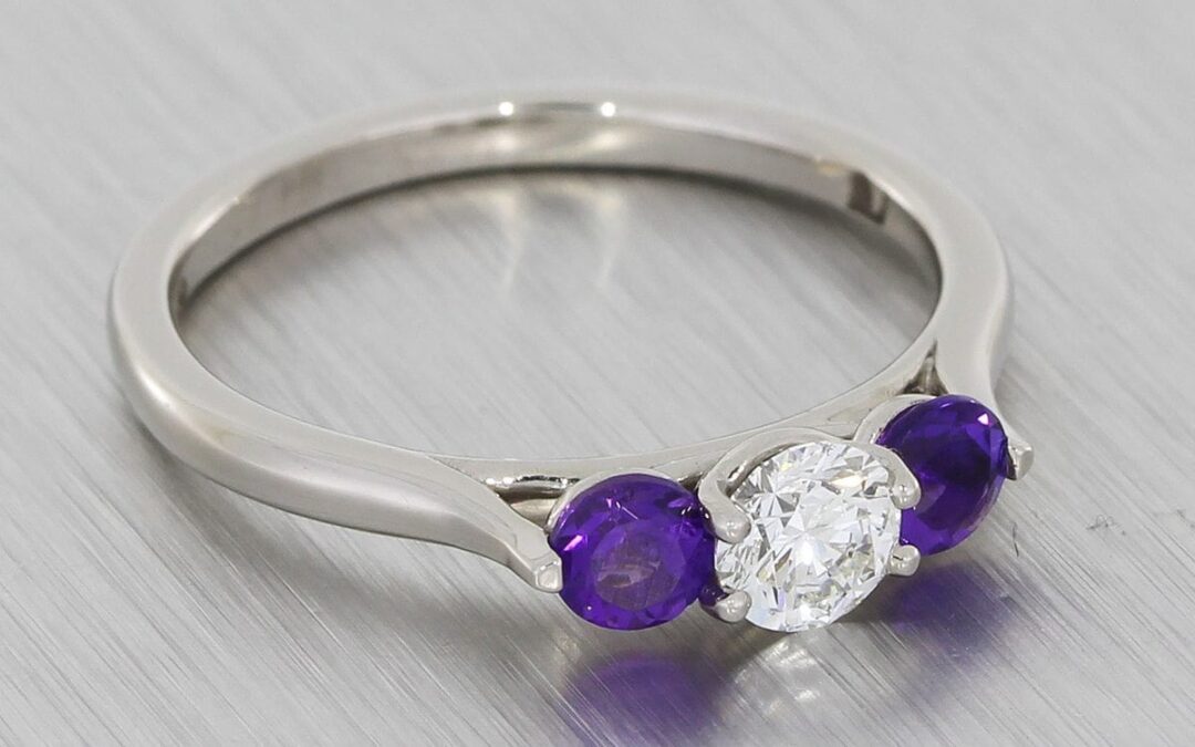 Diamond And Amethyst Contemporary Trilogy Ring – Portfolio