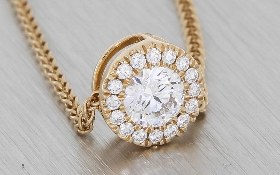 Two Way Rose Gold Pendant With Diamond Set Halo – Portfolio