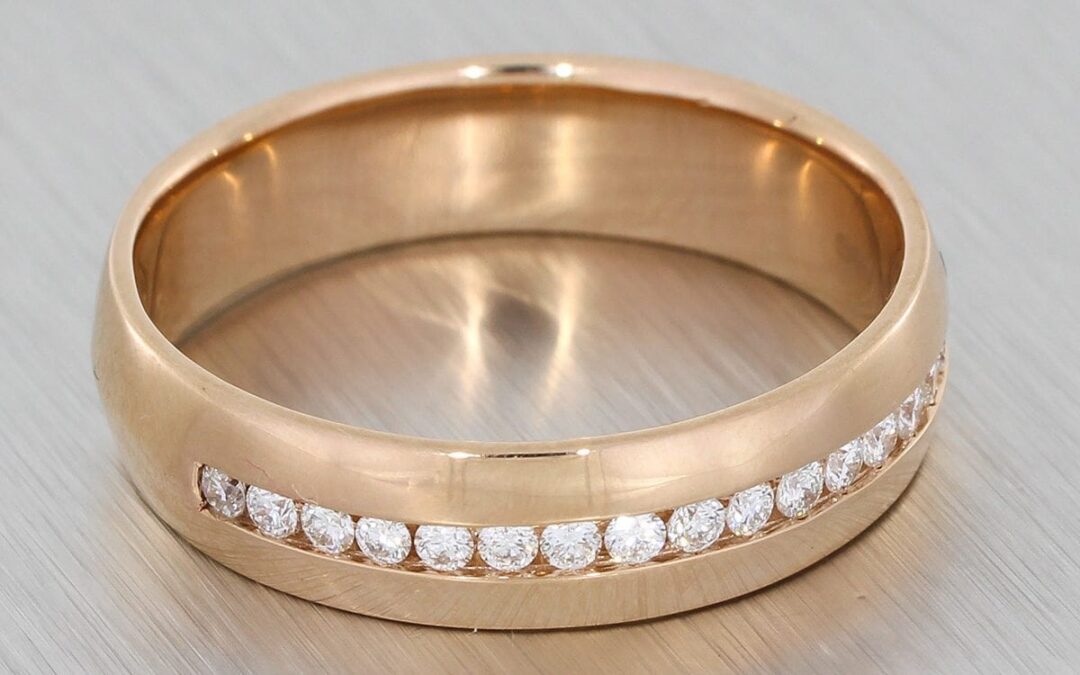Men’s Partial Channel Set Rose Gold Wedding band – Portfolio