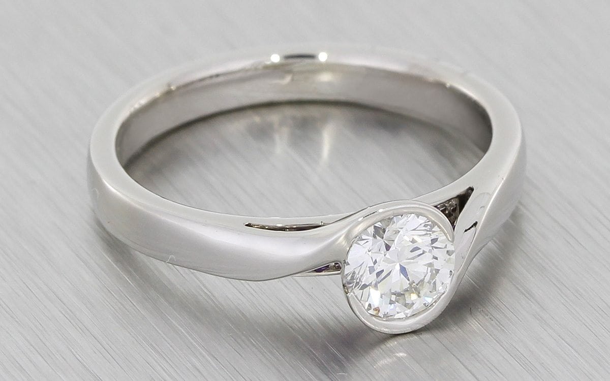 Diamond And Amethyst Bypass Engagement Ring