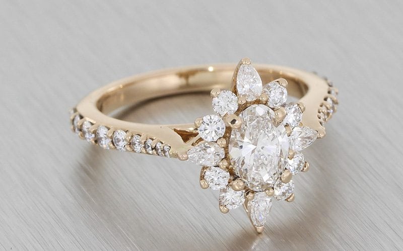 Stunning rose gold ballerina engagement ring with tapered shoulders – Portfolio