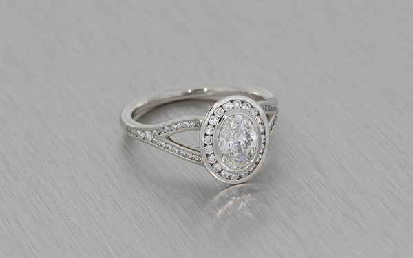 Oval Halo Platinum Diamond Ring
