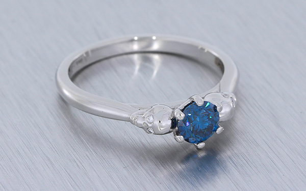 Teal Diamond Skull Engagement Ring