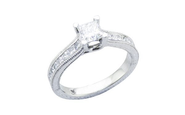 Princess diamond milgrain solitaire – Portfolio