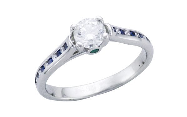 Channel set Diamond and sapphire custom ring – Portfolio