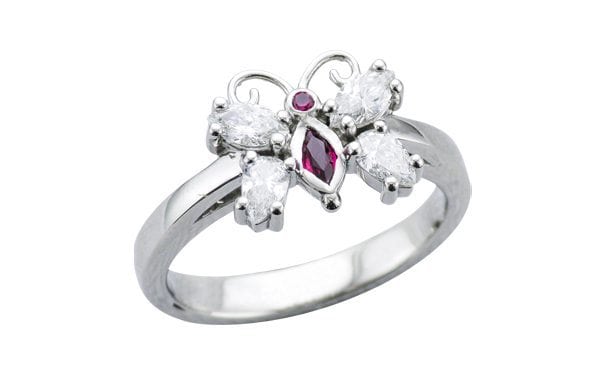 Platinum diamond and ruby butterfly engagement ring – Ring of the Week – Portfolio