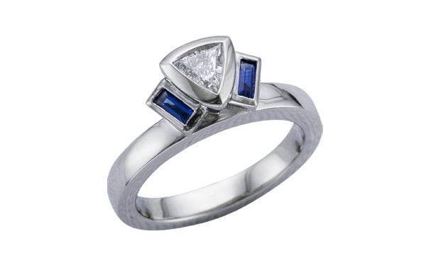 Art Deco Trillion diamond and sapphire baguette ring – Portfolio