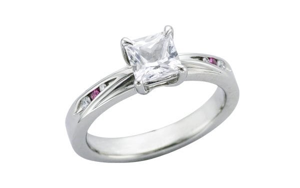 Contemporary White and Pink Sapphire palladium Engagement ring – Portfolio