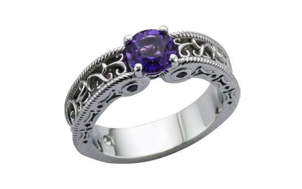 Ornate filigree Amethyst Engagement Ring – Portfolio