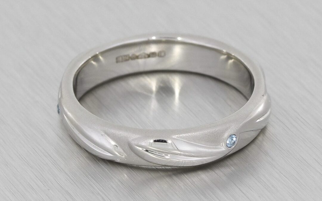 Organic Sculptural Engagement Ring Band With Swiss Blue Topaz Stones – Portfolio