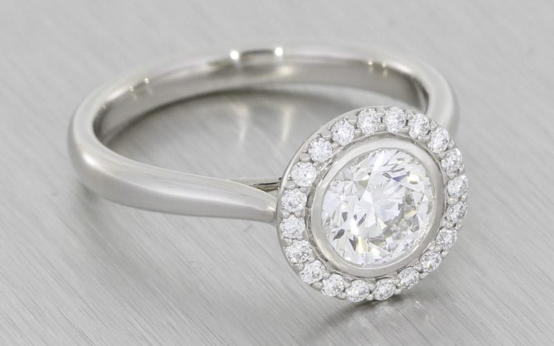 Bezel Set Halo Engagement Ring – Portfolio