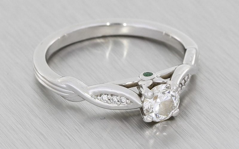 Platinum Sculptured Engagement Ring With Emerald Peak Stones – Portfolio