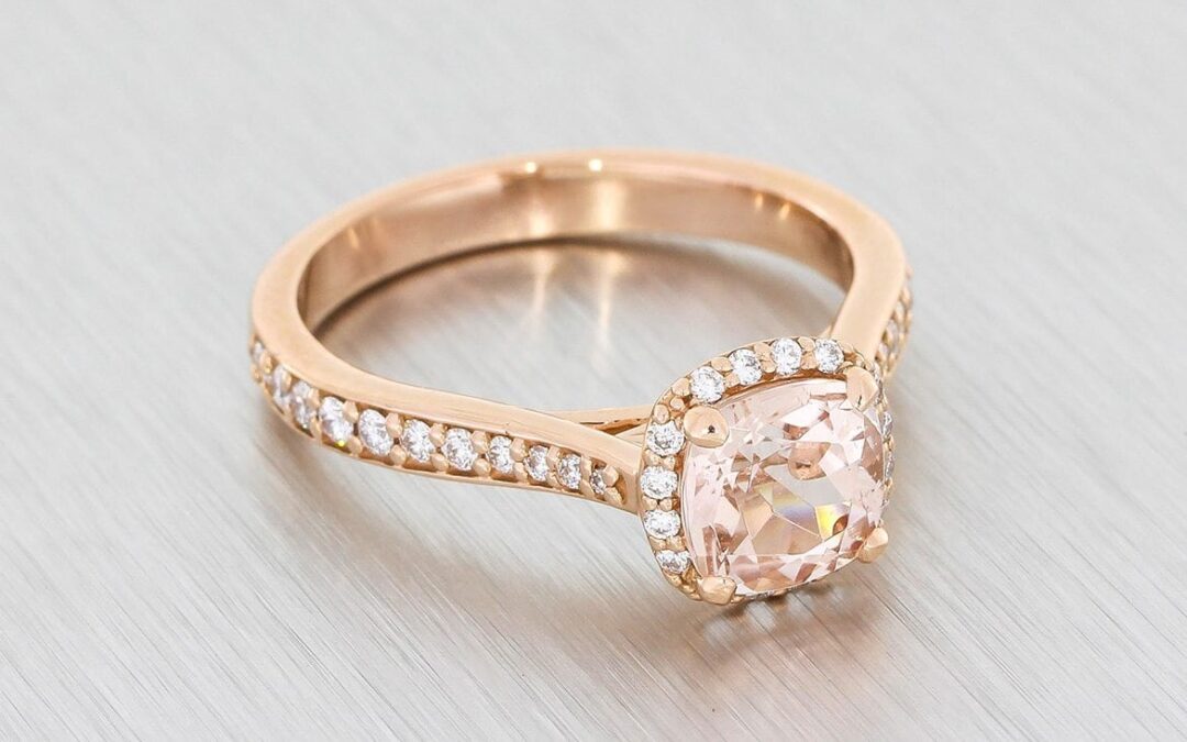 Rose Gold, Cushion-Cut, Morganite Halo Ring – Portfolio