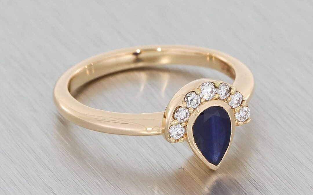 Rose Gold Sapphire Pear with Mini Half-Halo – Portfolio