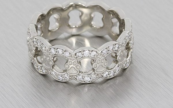 Unique Round Brilliant Diamond Set Band Detailed With Playful Pawprints