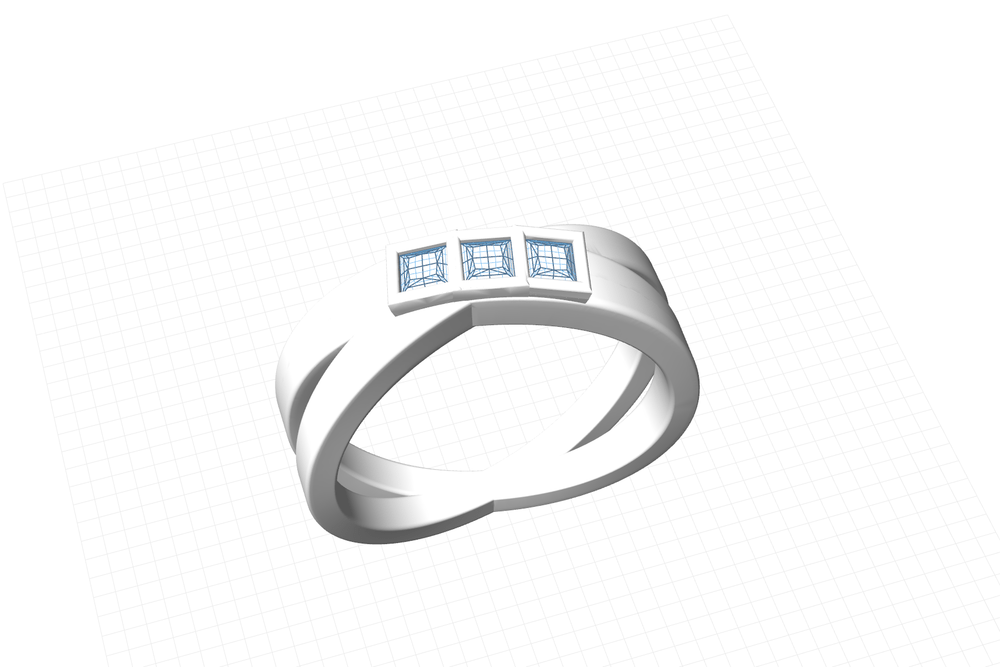 Three stone cross over engagement ring – Portfolio