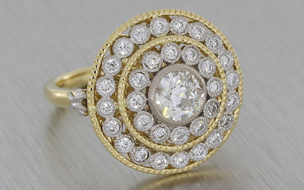 Antique Inspired Multi Halo Engagement Ring