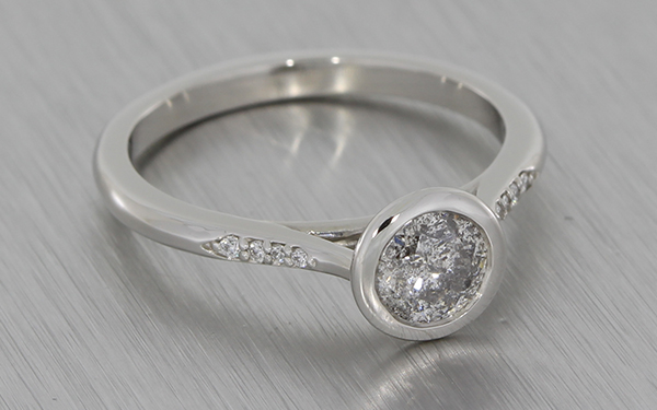 Salt and Pepper bezel set ring