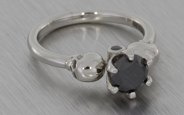 Black Diamond Skull Ring