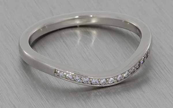Palladium Diamond Set Band Contoured to Fit the Engagement Ring