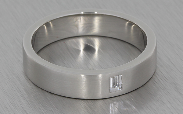 Platinum Band Set with an Emerald Cut Stone