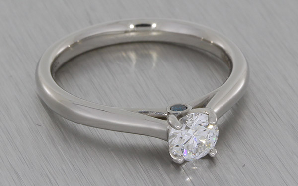 Platinum Single Stone With Blue Diamond Peak Stones