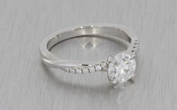 Contemporary Single Stone Diamond Ring With Plated Diamond Shoulders – Portfolio