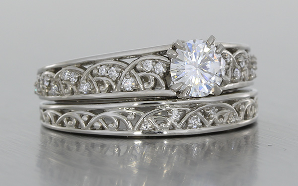 Palladium Scroll Ring Set